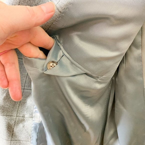 Ralph Lauren gray plaid blazer sport jacket silk wool 44L - Picture 6 of 10